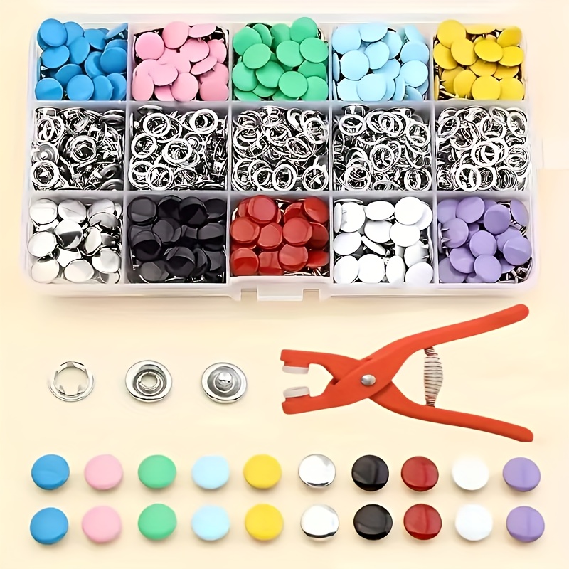 Snap Fastener Set - Set di 100 Bottoni Colorati in