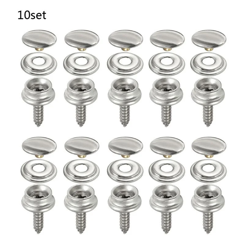 Snap Fastener Set - 10 set in acciaio inox maschiatura